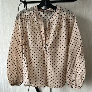 ZARA delicate velvet polka dots blouse, Size L